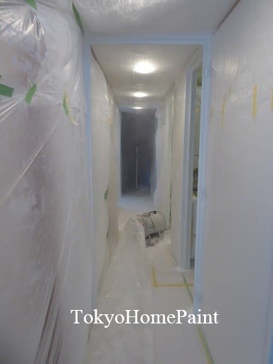 室内枠塗装の下塗り